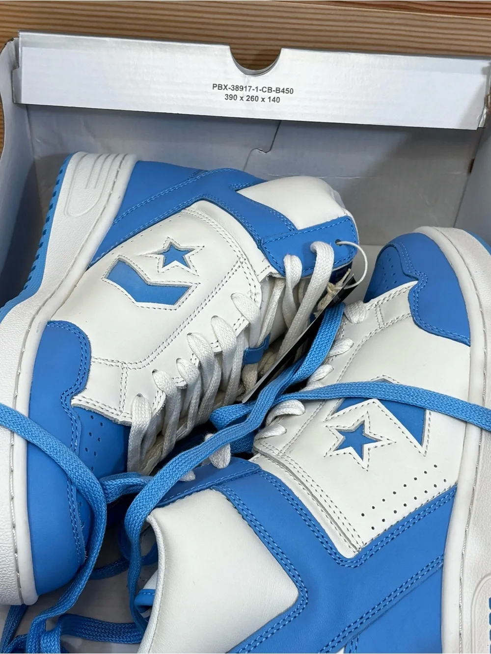 Converse Weapon Mid Light Blue Leather Basketball “UNC” Shoes A10597C Mens 10